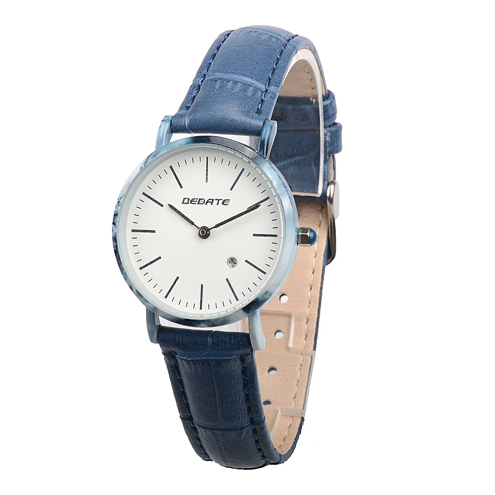 

Watch factory wholesale metal ceramic watch case custom logo ladies watch with leather strap wristwatch
