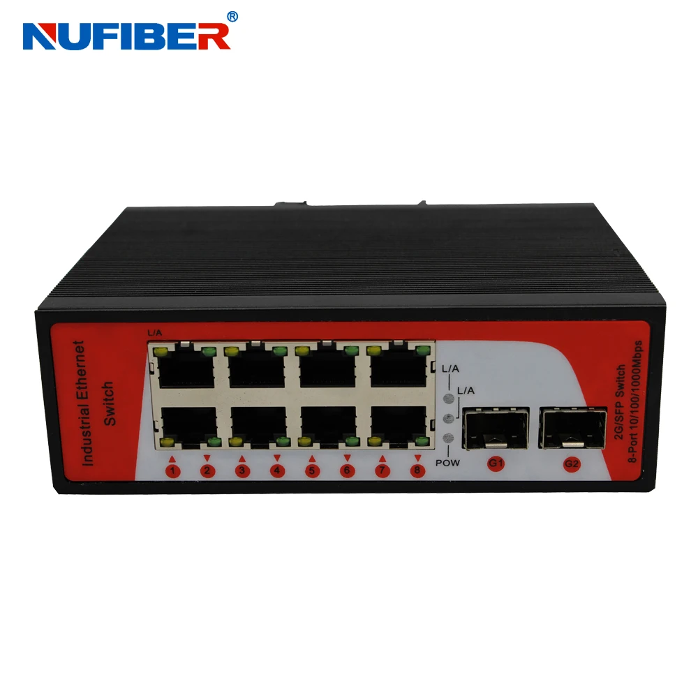 8 Poe Port 2 Sfp Port Gigabit Industrial Poe Switch 48v57v Fiber Optic