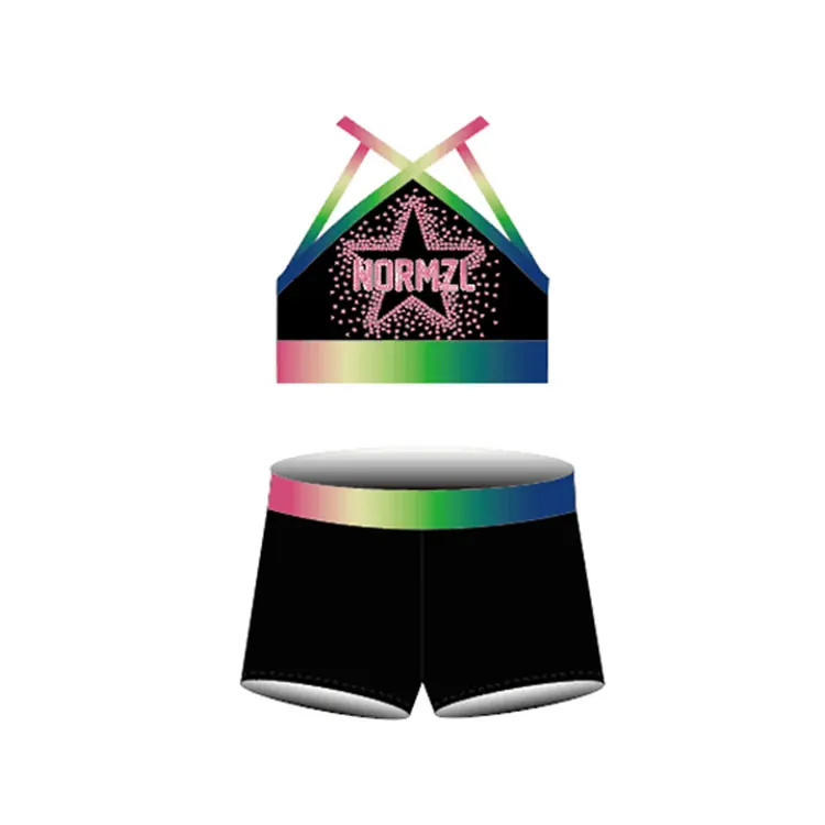 Cheer Practice Wear Sparkle Rhinestone Cheerleading Uniforms Made In China