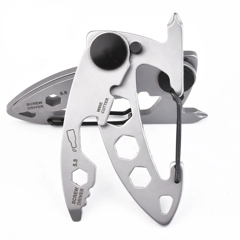 

Small new Arrival folding key chain gear pocket titanium mulit tool credit card knife edc for outdoor, Grey;black