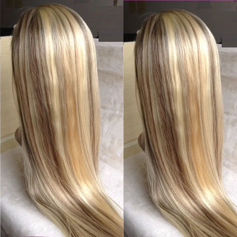 

full lace human hair wigs highlight blonde silk straight wigs with baby hair, N/a