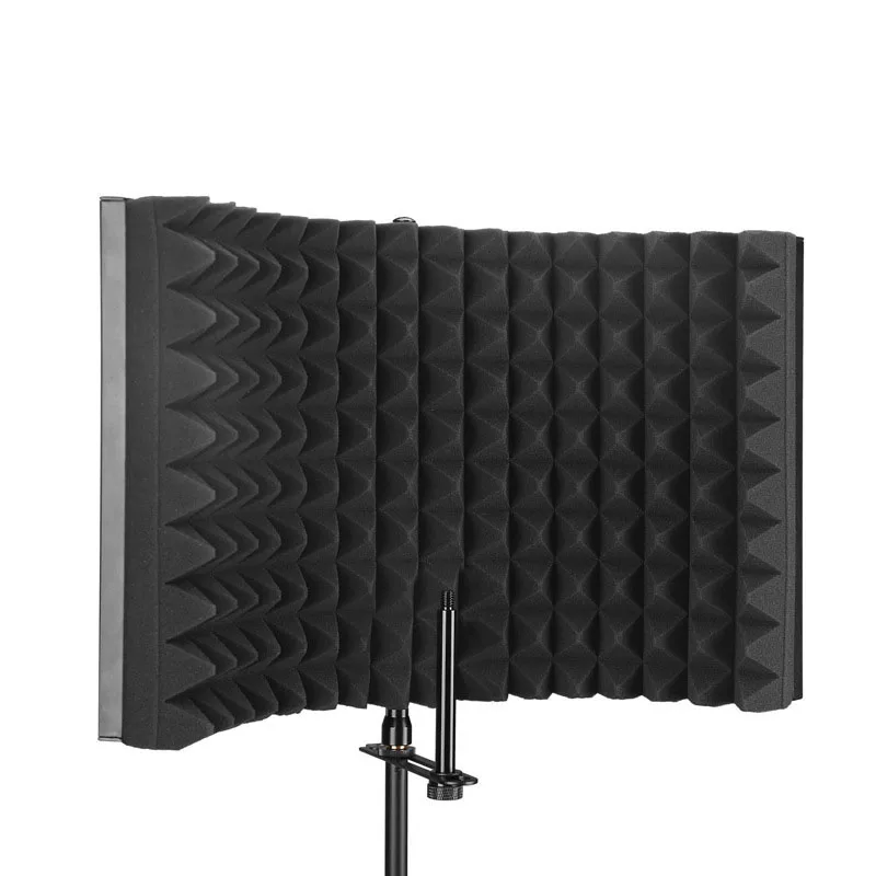 

Studio recording microphone accessories sound-absorbing foam board alloy sound-proof shield folding microphone, Black