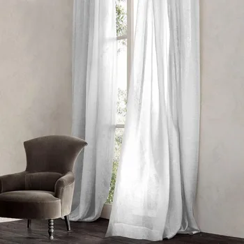 Pinstripe Sheer Drapery Fabric By The Yard Belgian Linen