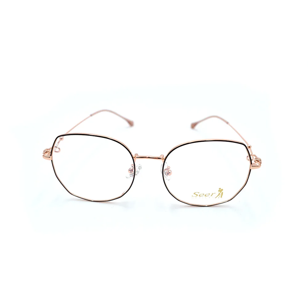 

2019 seer new design irregular shape rim and temple Stainless Steel high quality eye glasses