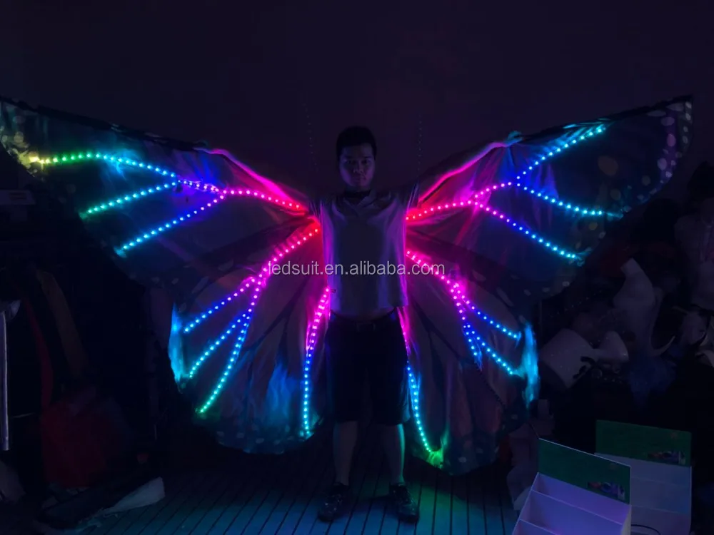 Fashion Belly Dance Props 360 Degrees Led Flash Lighting Wings Opening
