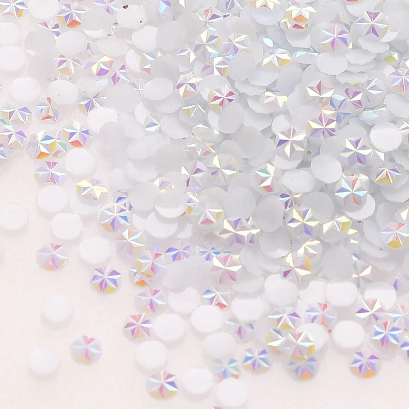 

Wholesale 2019 New  Ice Flower Shape Resin Rhinestones Round Flatback Crystal AB Non Hotfix Nail Art Rhinestone for Nail, Champagne;siam;orange;crystal ab ect.