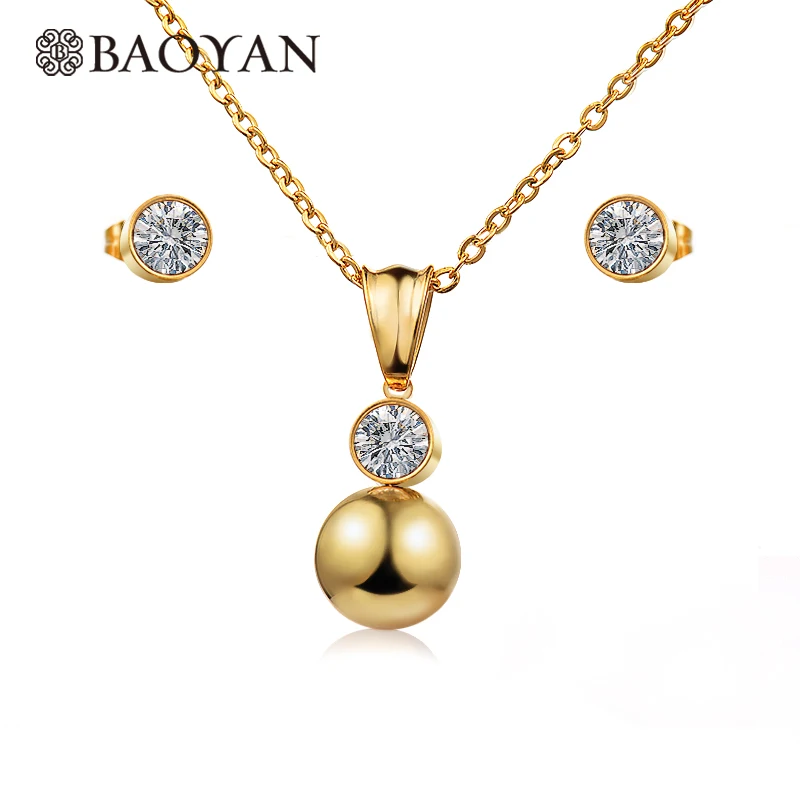 

BAOYAN Jewelry Cheap Sale Wholesale 18K Gold Plated 316L Women's Necklace Earring Sets Stainless Steel Jewelry Sets