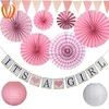 Its a Girl Pink Baby Shower Decorations Party Supplies Banner Paper Fans Lanterns and Flag Garland