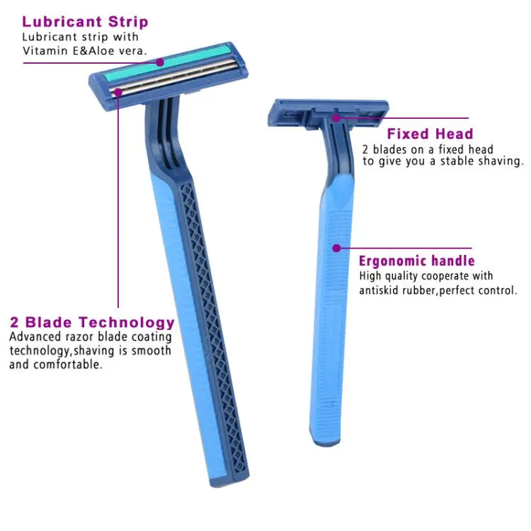 Private Label Rubber Handle Razor 2 Blades Disposable Shavette Razor