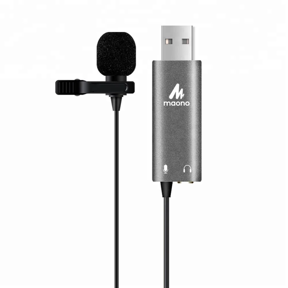 

Portable for voice recorder 192khz 24bit sampling rate usb lavalier microphone, Black