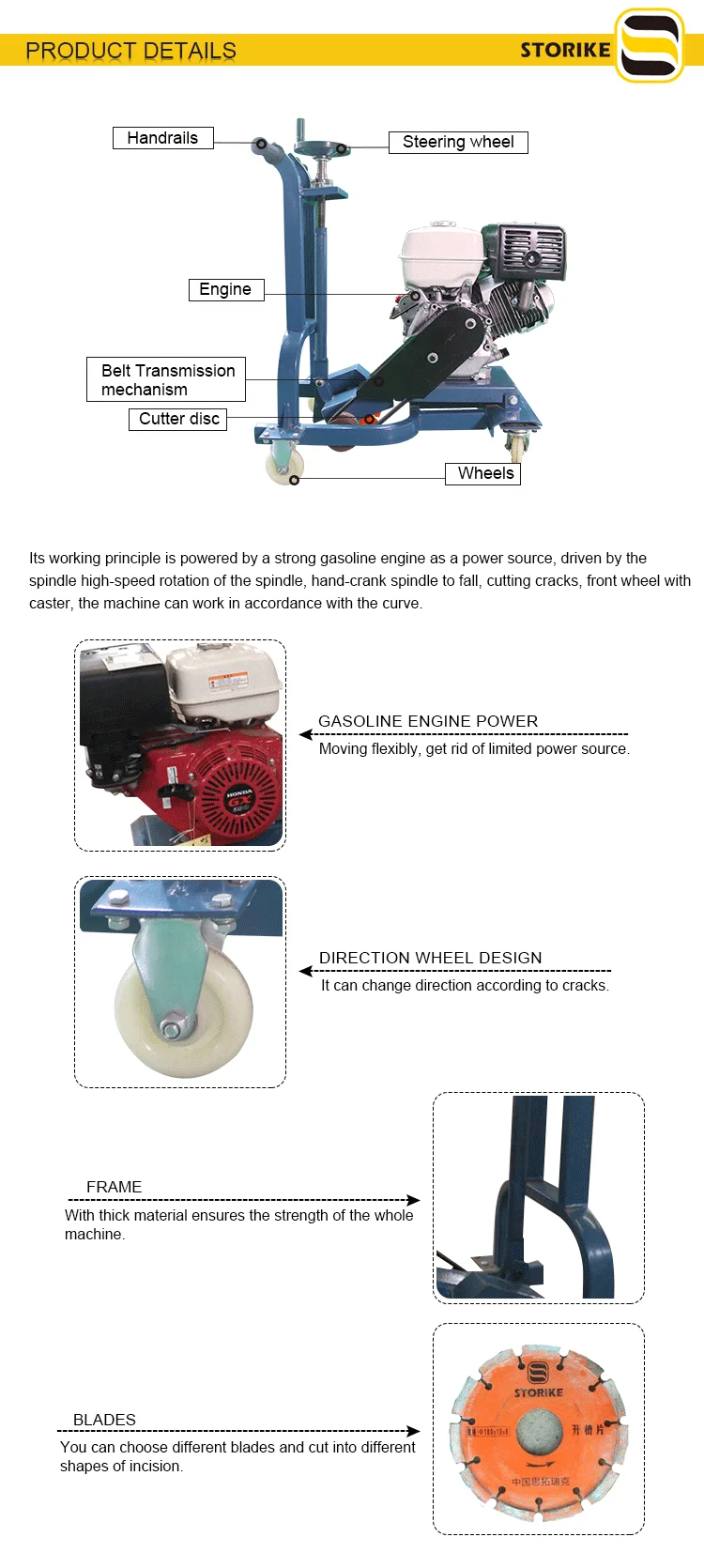 Portable Asphalt Pavement Grooving Machine Road Slotting Machine Products from Shandong Storike