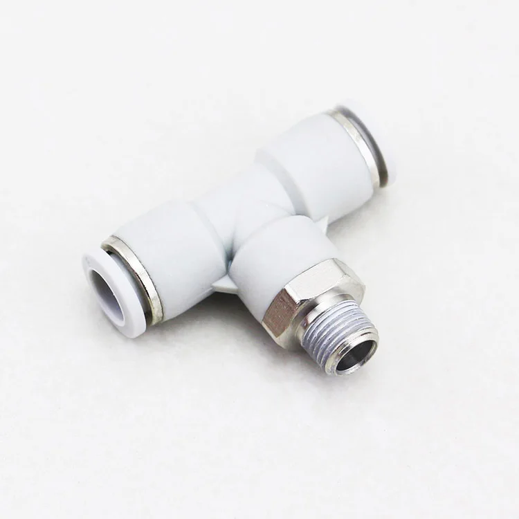 Pb T Type Three Way 8mm Tube Od Male Thread 1/4'' Tiger Fitting Push In Fitting Buy Tee Joint