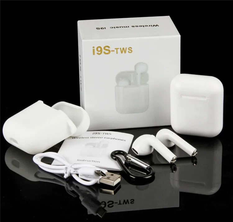 

Portable i9s tws wireless cheap earphones bluetooth headset invisible earbuds, White