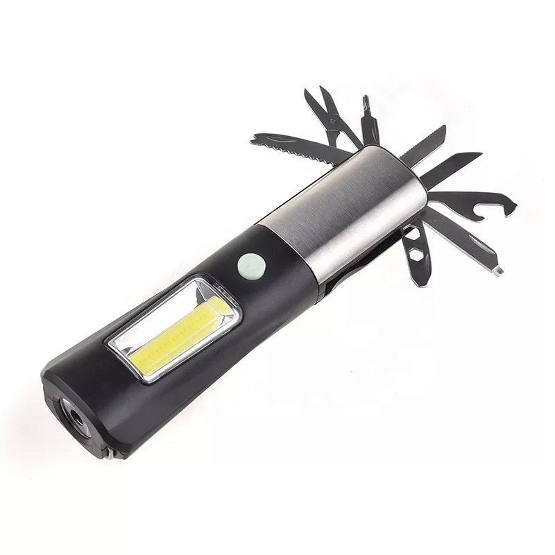 New arrival multi-tools COB magnetic led torch flashlight 8 in 1 emergency working flash light for industrial camping AAA type