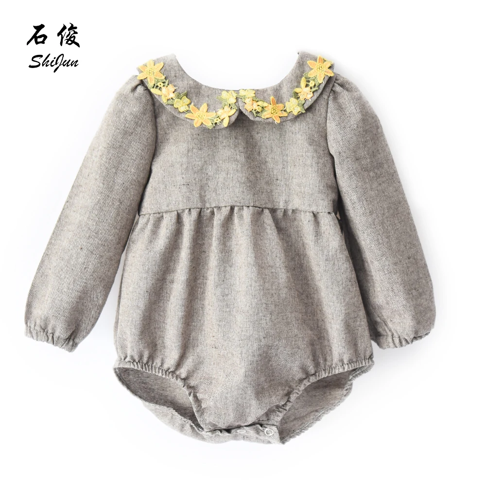 

Shijun Baby Clothes 2019 Long Sleeve Linen Peter Pan Collar Rompers for Girls, N/a