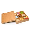 Custom Square Bamboo Wood Candy Box With Lid 4 Compartments Wooden Nuts Box Christmas Gift