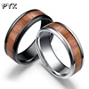 2019 stylish men's premium wood ring stainless steel ring wedding ring men's jewelry