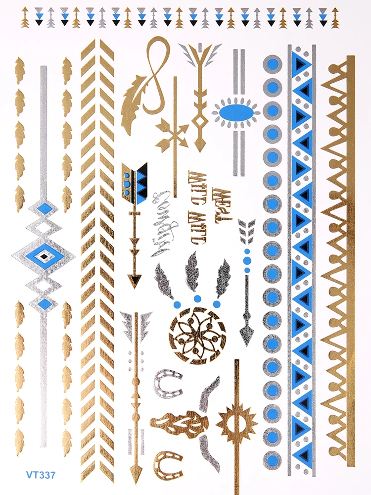 Ladies Gold And Silver Metallic Temporary Tattoo Sticker