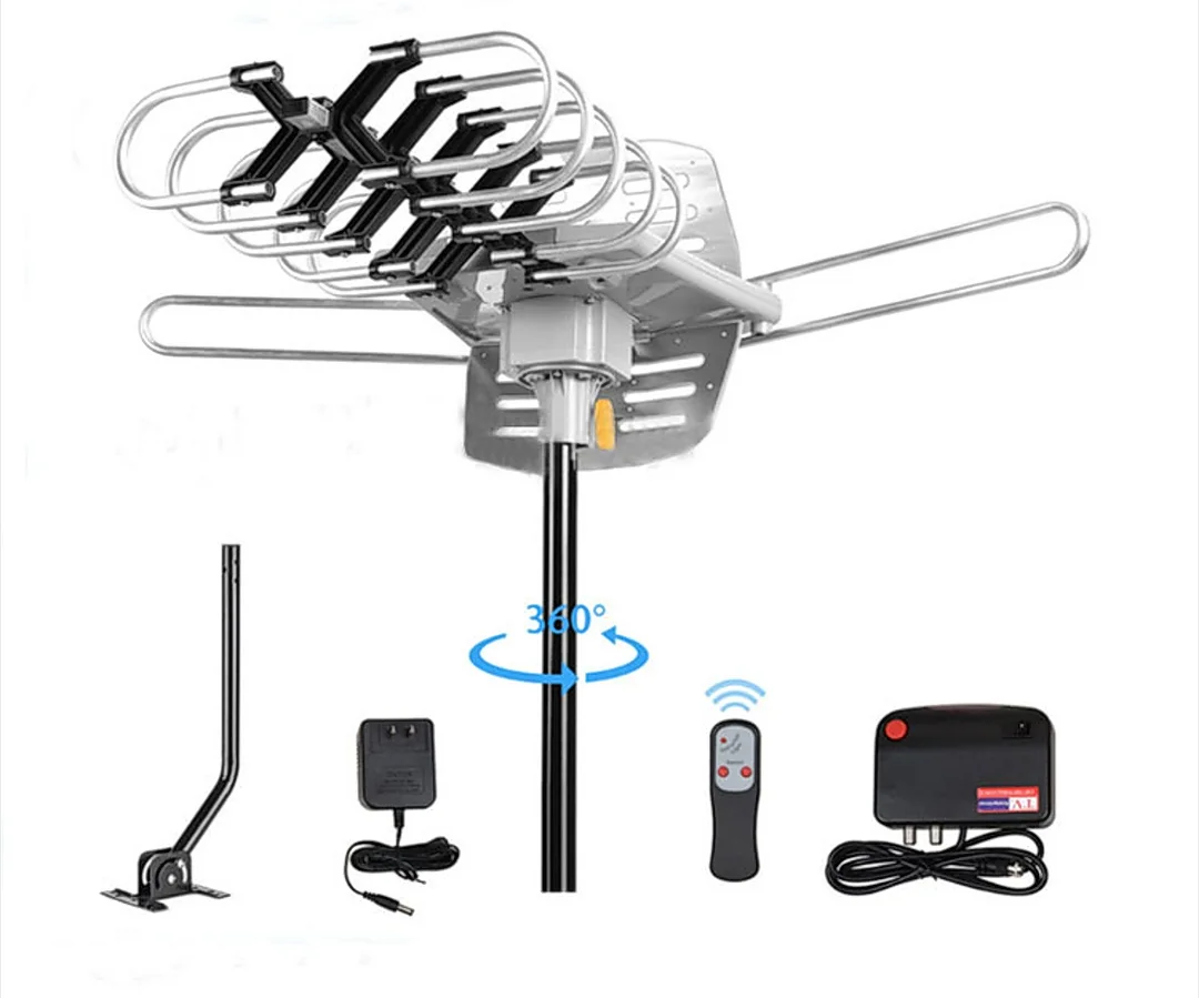 Uhf/vhf/fm 150 Miles Outdoor Digital Tv Antenna With 360 Turning Degree