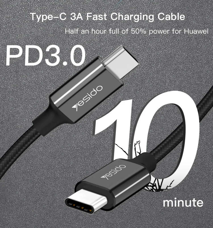 Drop Shopping Pd3.0 3A Type-C Data Cable High Density Nylon Braided Mobile Phone Data Cable