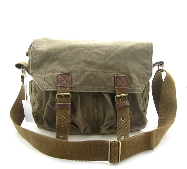 

2361 Shoulder Bag Army Green Canvas Men Day Bag for School