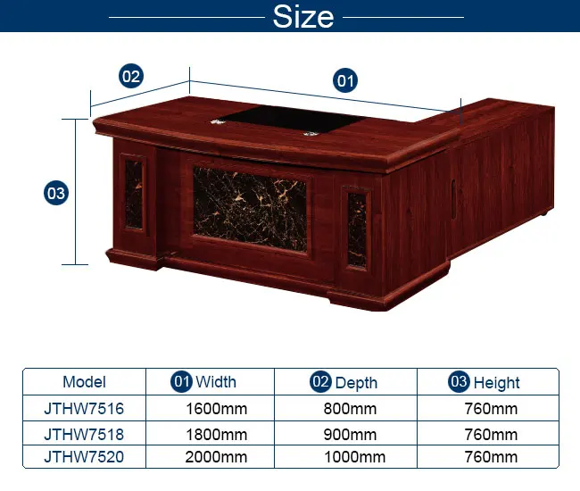 Classic Wooden Standard Office Furniture Dimensions L Shape Office Desk