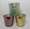 custom cheap decoration electroplated colored clear large glass candle holder jar for candle making