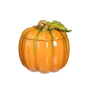 Event & Party Supplies Wholesale Factory Supply Pumpkin Shaped Ceramic Jar Jewelry Box for Halloween Decor