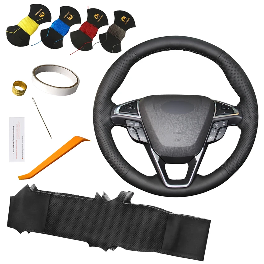 

Hand Stitched Artificial Leather Custom Steering Wheel Cover for Ford Fusion Mondeo EDGE 2013 2014 2015 2016 2017 2018