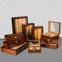 

High quality 3 5 6 8 10 12 18 20 24 slots brown solid wooden watch box case
