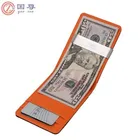 China fornecedor New Couro Falso De Metal Grampo do Dinheiro Dos Homens Carteiras Bolsa Preto/Laranja de couro dos homens carteira com dinheiro clipe