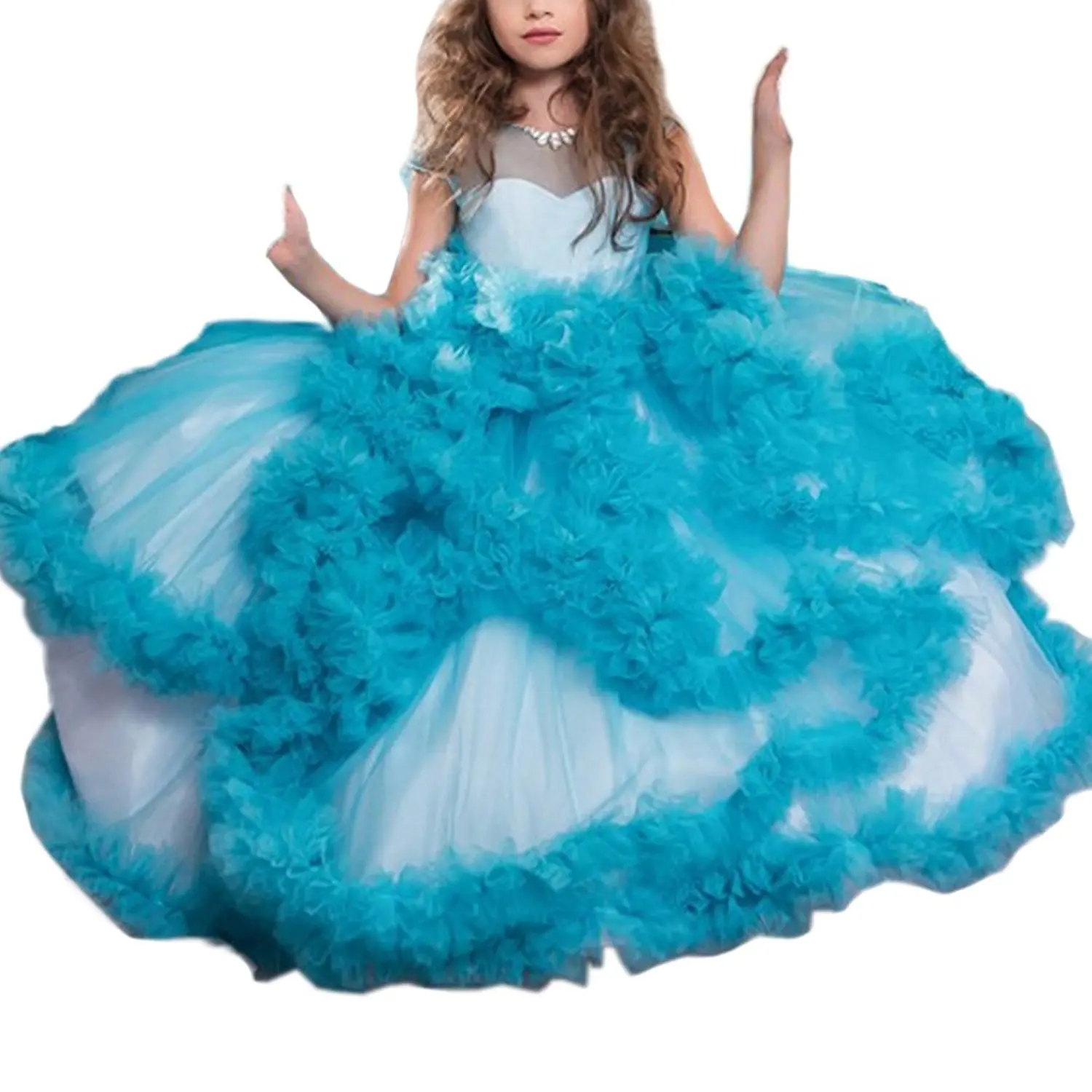 Stunning V-back Luxury Pageant Tulle Ball Gowns For Girls 2-12 Year Old ...