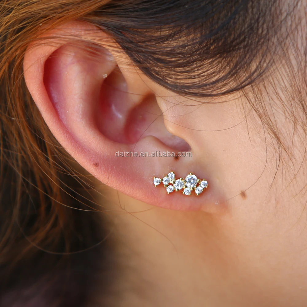 

bling bling aaaaaa cz paved flower shape cz ear cuff earring for fashion wedding cz earring