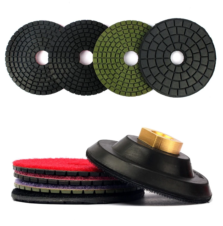 Diamond Polishing Pad 3 Step + Buff Polishing + Rubber Backer Pad Marble Granite Tile Grinding