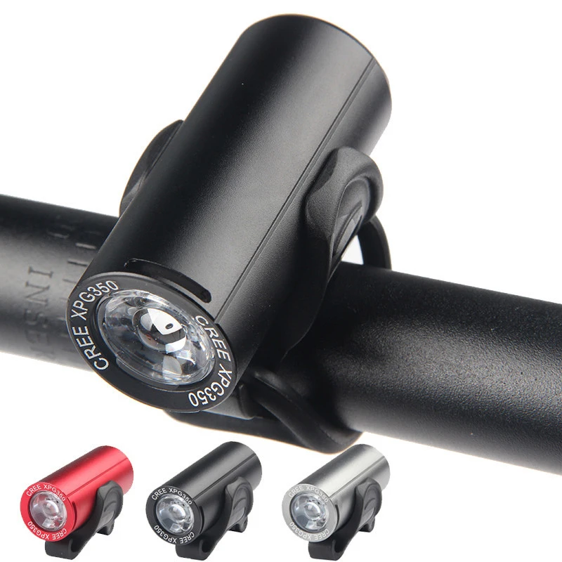 

350 Lumens Bike Light With USB Cable For Rider, Black/sliver/red