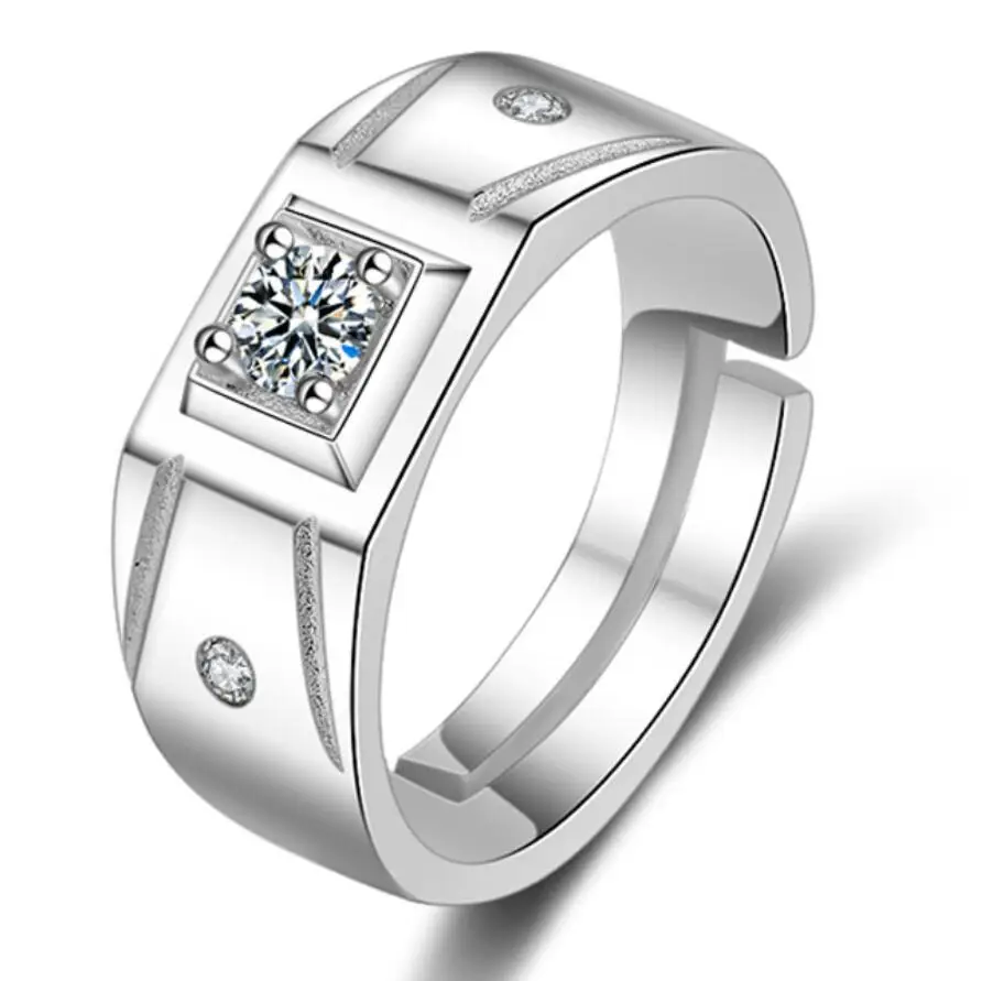 

2018 Fashion AAA Shiny zircon men's Adjustable ring