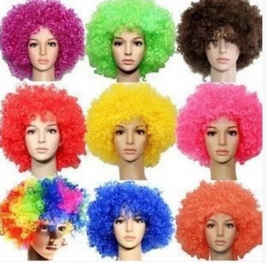 

WIIIPU different Colours Curly Afro Fancy Dress Funky Wig Disco Clown Mens/Ladies Costume, Different colors