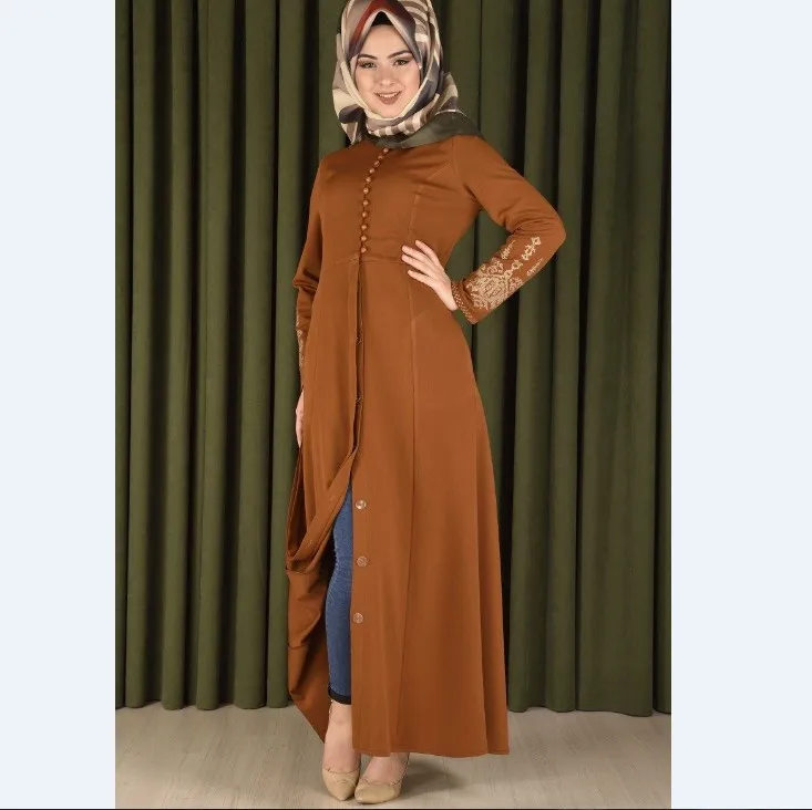 2019 summer abaya muslim women wear Front closed embroider abaya dress