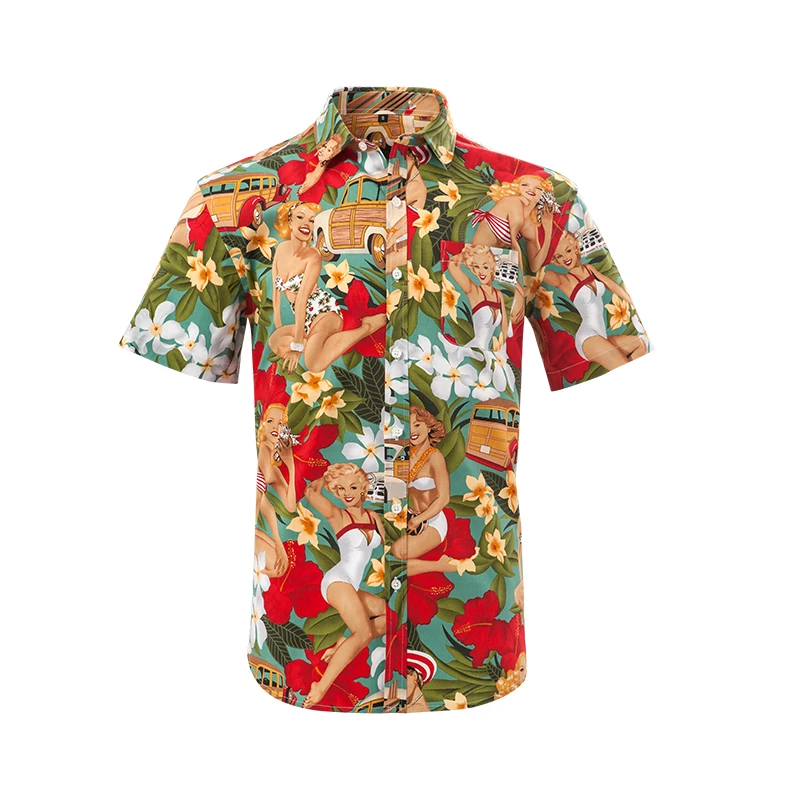 2020  Printed Digital Printing Beach Camisas Casual Man  Deer Print Shirt