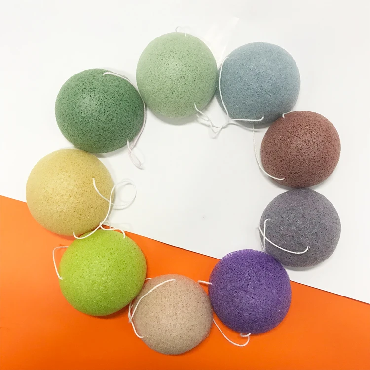 

Hot selling konjac sponge Wholesale 100% natural facial makeup konjac sponge cosmetic sponge puff, Aleo