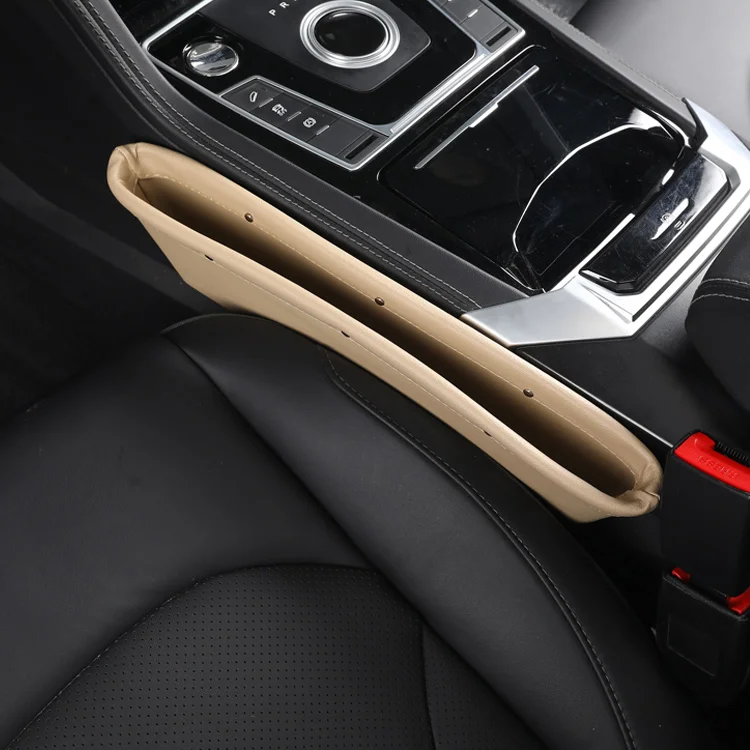 
Pu Leather Car Seat Gap Filler With Coin Box & Phone Storage 