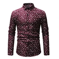 

E8ML11 New foreign trade men's fashion printed lapel men's long-sleeved shirt