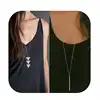 2PCS Y Layer Simple Bar Pendant Necklace Center Long Lariat Chain for Women Jewelry