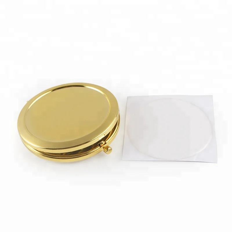 

Flat gold compact mirror comes with dome resin sticker diy set, Rose gold