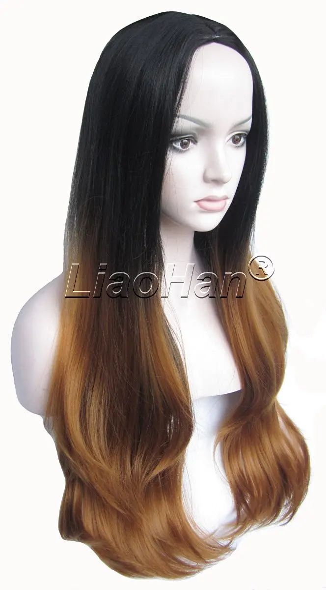 Buy Liaohan Two Tone Ombre Wig Long Wavy Dip Dye Ombre