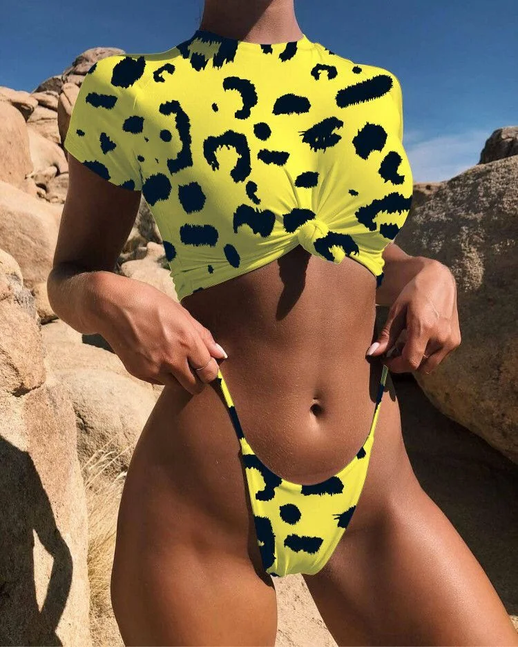 

Hot Sale sports Swimwear Top T-shirt Thong Bikini Fashion Print Hot Sexy Bikini Wholesale, N/a