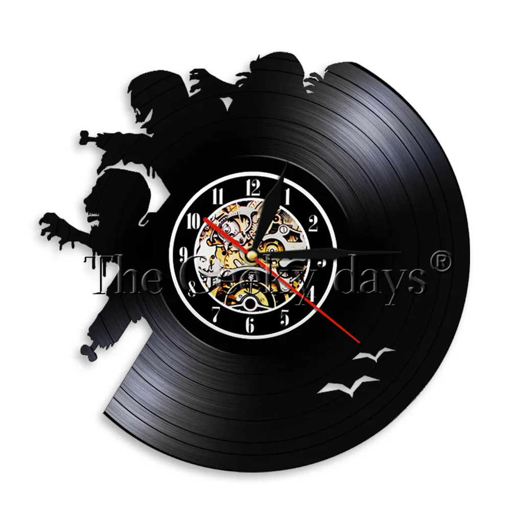 

Zombies Outbreak Wall Clock Zombie Brewing Vintage Vinyl Record Wall Clock Zombie Monsters Halloween Horror Scary Wall Decor, Black