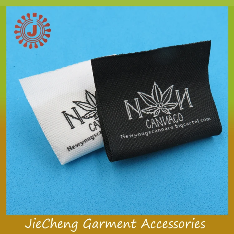 

high quality brand name custom logo clothing tag garment damask woven loop centre fold labels, Request