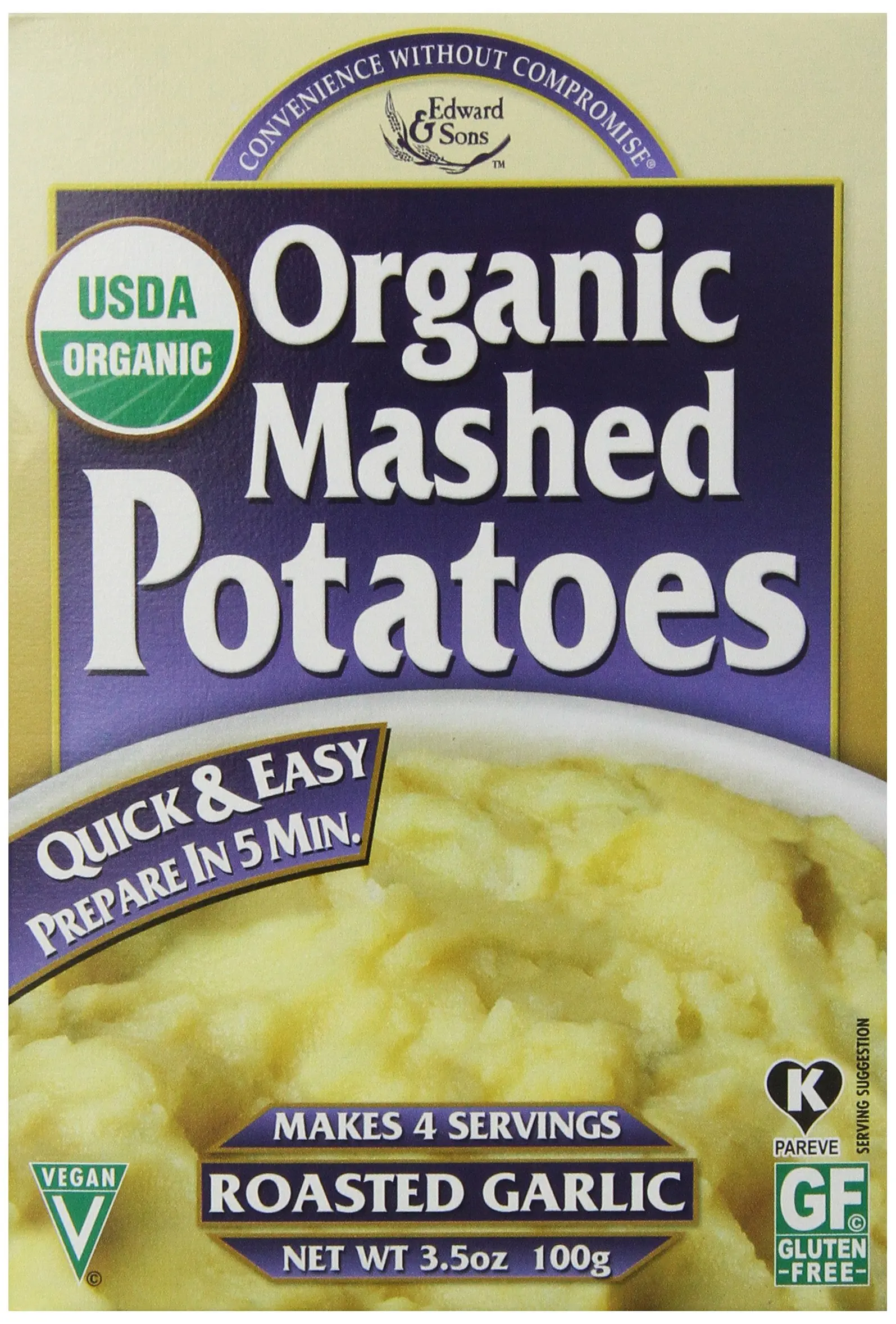 Mashed Potatoes, Roasted Garlic, 3.5-Ounce Boxes (Pack of 6). Honest Earth ...