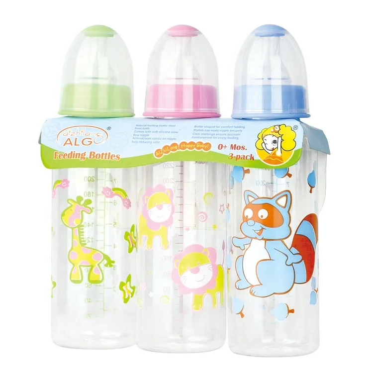 

Cute animals bpa free PP baby bottle 3pcs/pack 240ml feeding bottle, Blue, pink, orange